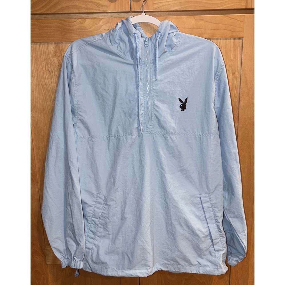 Playboy by PacSun Light Blue Playboy Bunny Anorak Windbreaker Jacket Size S